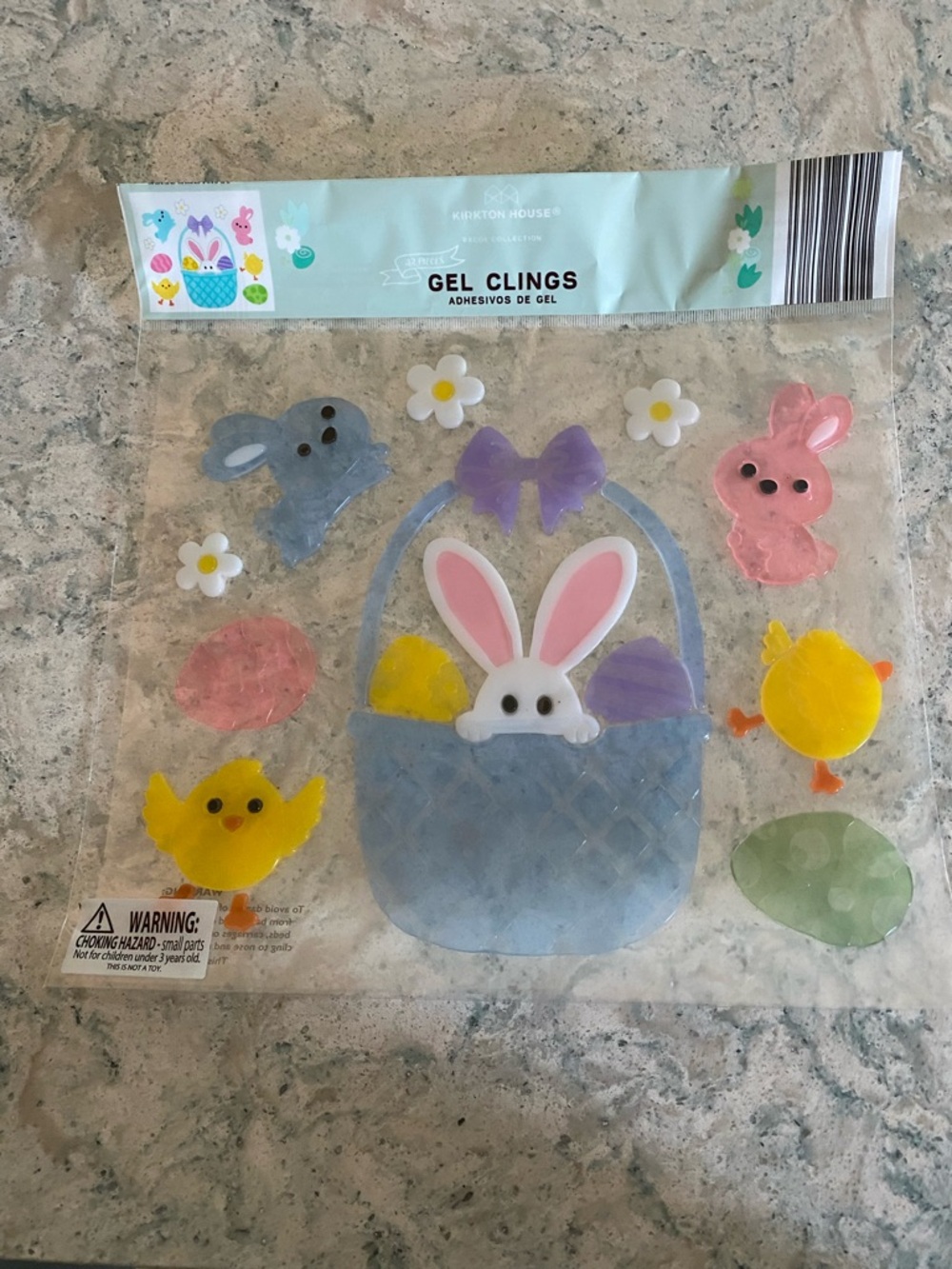 Kirkton House Gel Clings Easter Bunny Basket Stickers - Pastel Colors